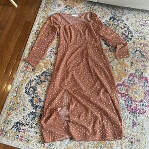 ASOS brown polka dot midi dress